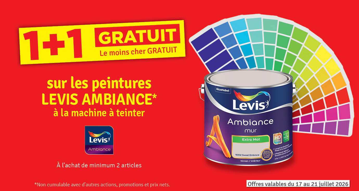 1 + 1 gratuit sur les peintures LEVIS Ambiance à la machine à teinter
